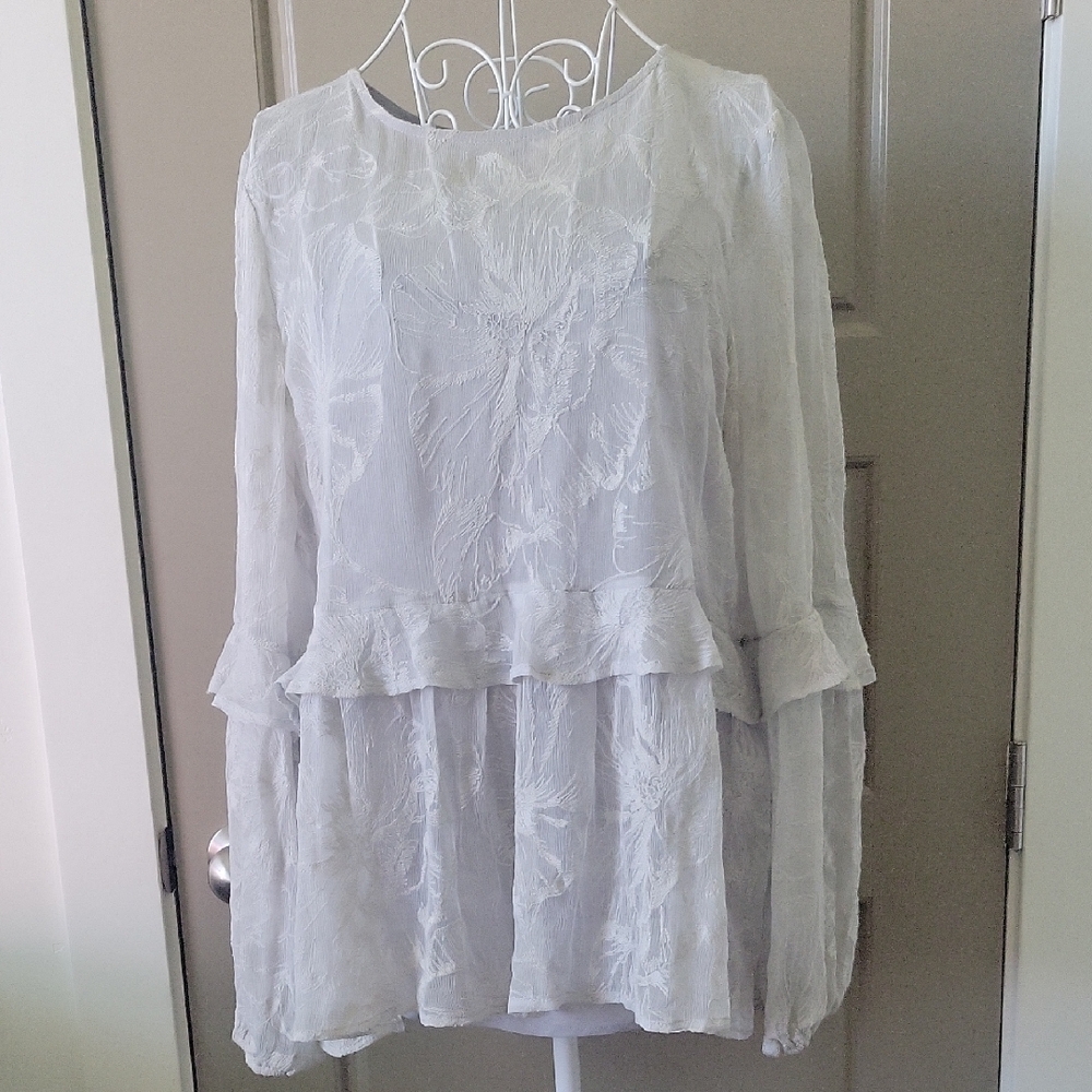 Sundance White Textured Blouse